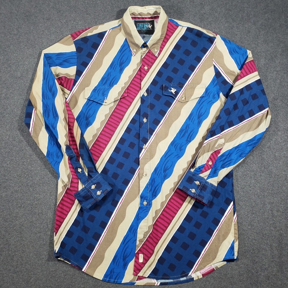 Vintage Lone Roo By Roper Long Sleeve Button Shirt‎ Men's Large Western Tribal